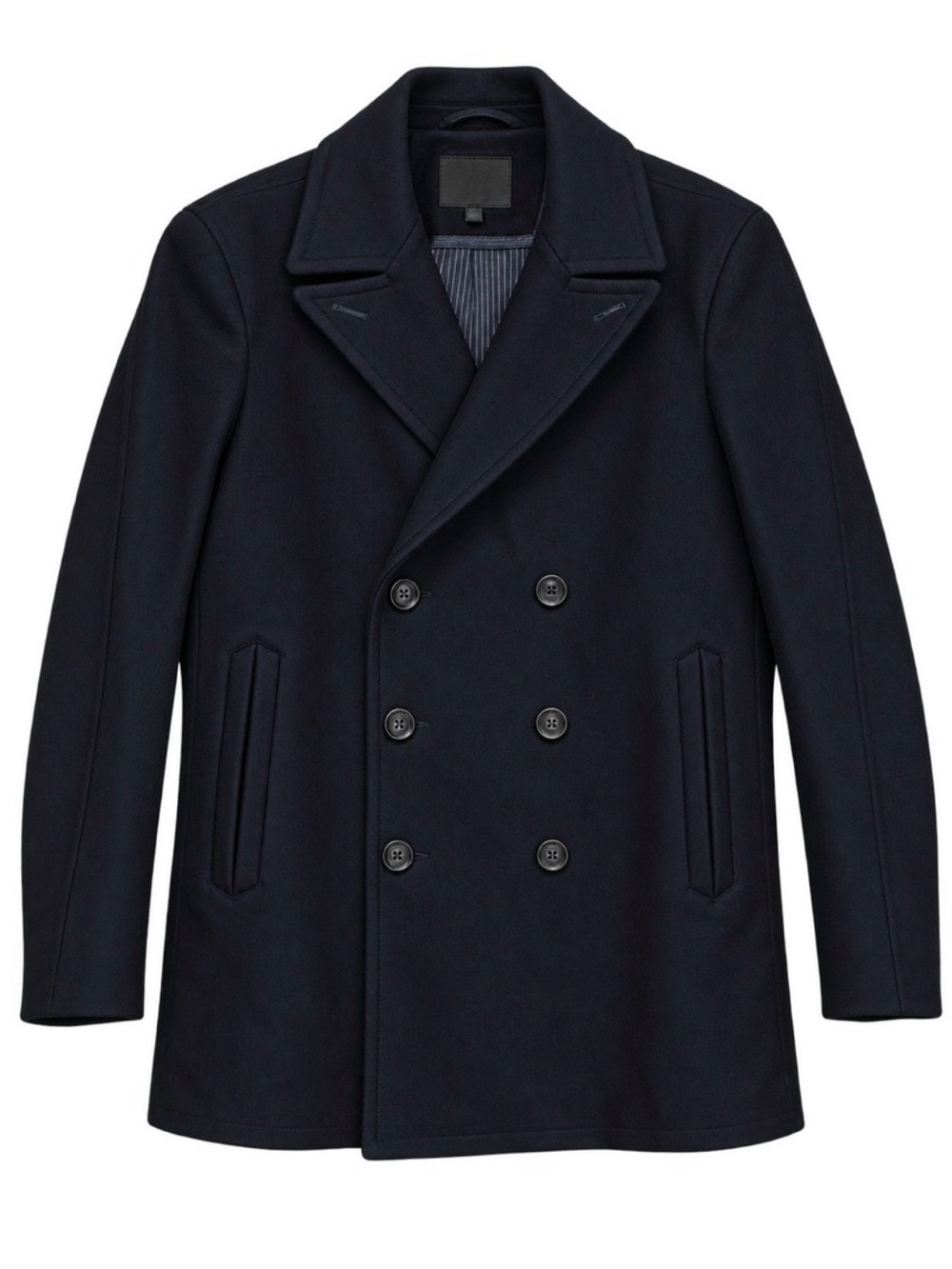 Banana Republic Men's Italian Wool and Cashmere Peacoat Nova Fides Navy Blue